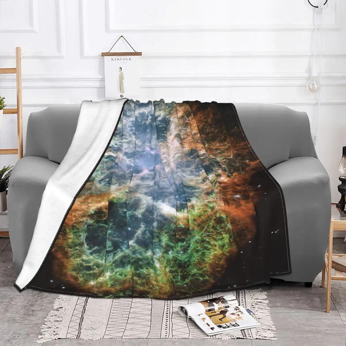 Manta con imagen de nebulosa de cangrejo sin texto, manta a cuadros para cama, manta de muselina, manta ponderada