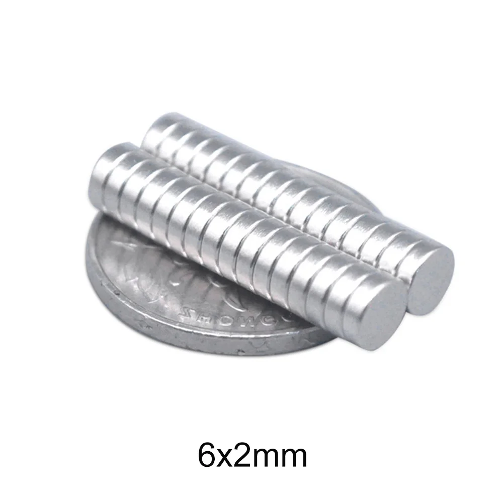 Imanes pequeños fuertes N35, disco magnético de neodimio, 6x2mm, 6x2mm, 50 a 1000 unidades