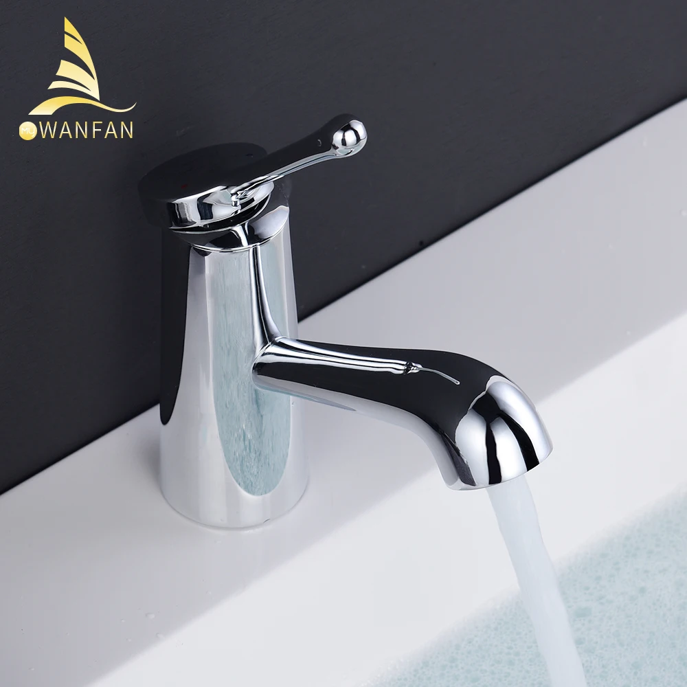 Basin Faucets Chrome Finish Bathroom Faucet Hot and Cold Water Basin Mixer Tap Brass Toilet Sink Water Crane Short Style 855872