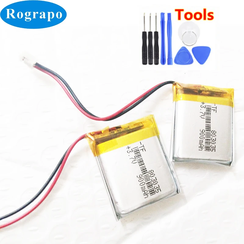 New 900mAh Li-Polymer Replacement Battery For 803035 083035 MP5 Speaker Accumulator Batterie 2-wire Plug +tools