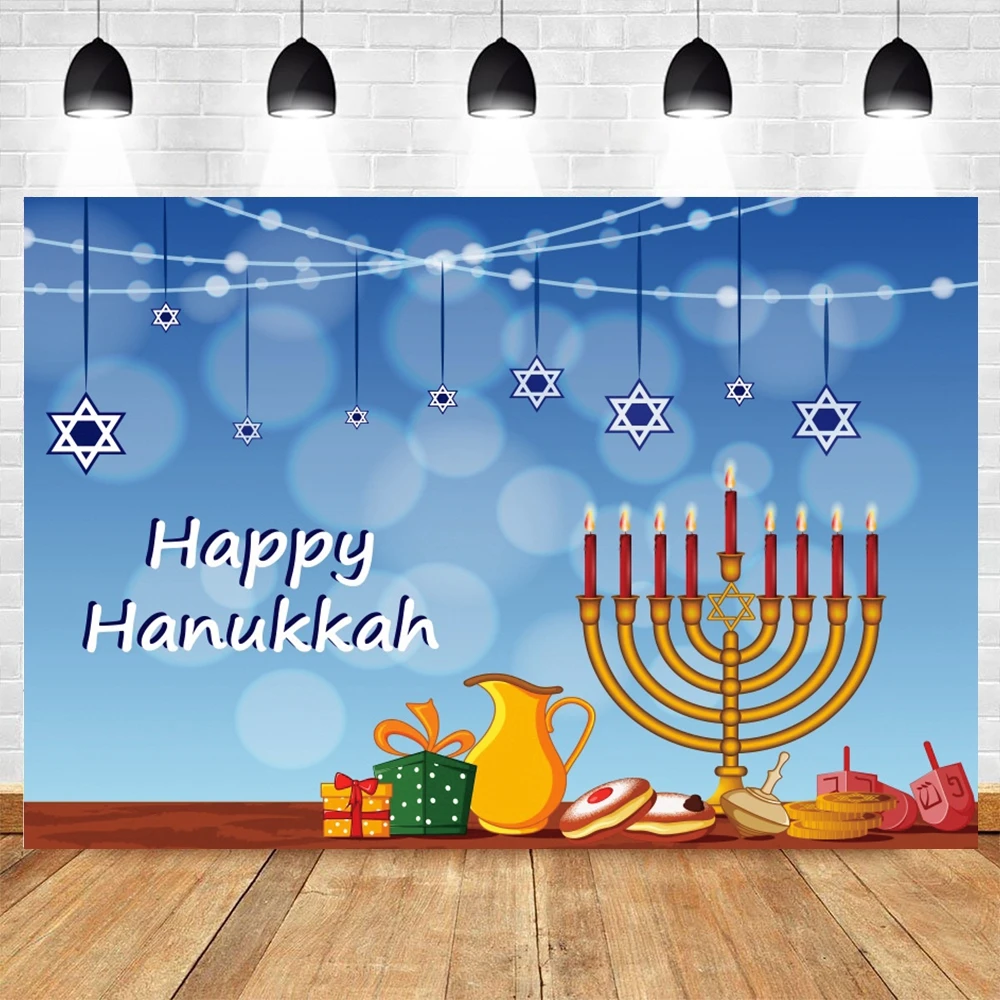 Jewish Rosh Hanukkah Backdrop Photocall Candlestick Bread Party Decor Photography Background Photo Studio Photographic Photozone