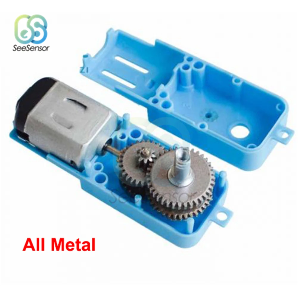 3V-6V 1:90 Single Shaft Metal Gear Motor All Metal/Half Metal Robot Intelligent Vehicle Speed Reducer TT Motor Output 110RPM