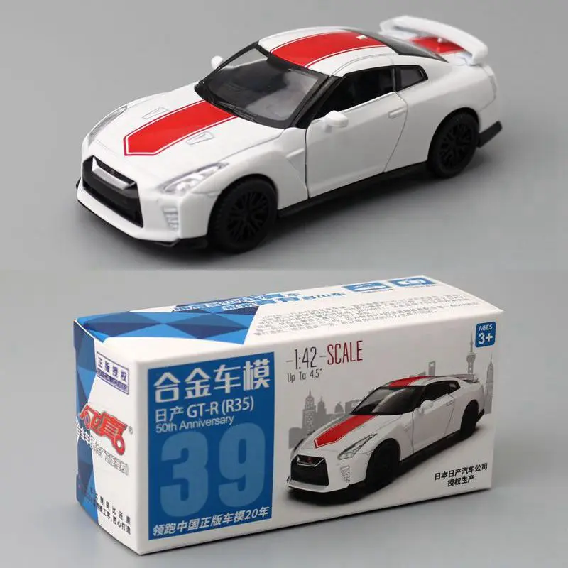 

Модель автомобиля 1/42 Nissan GT-R R35, супер гоночная Игрушечная модель автомобиля для детей, литый под давлением, коллекционная Подарочная коробка для парней