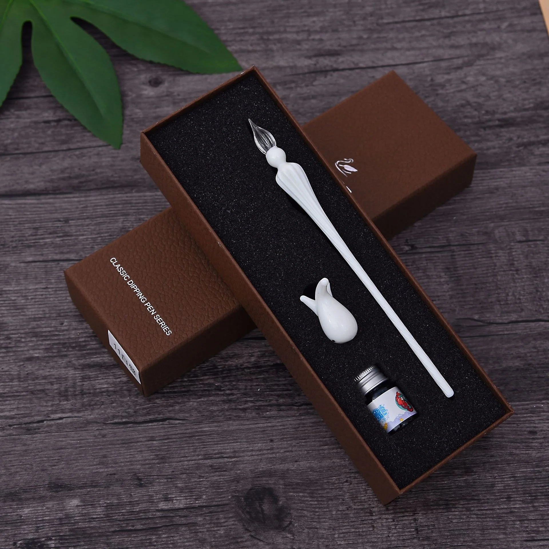 3pcs Dipping Pen Sets New Threaded Glass Dip Pens And Ink Set Comic Color Test Pen Threaded Tip Calligraphy Pencil Gift Box