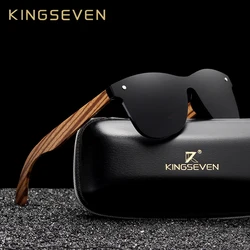 KINGSEVEN 2024 Polarized Square Sunglasses Men Women Zebra Wooden Frame Mirror Flat Lens Driving UV400 Eye Protection Eyewear