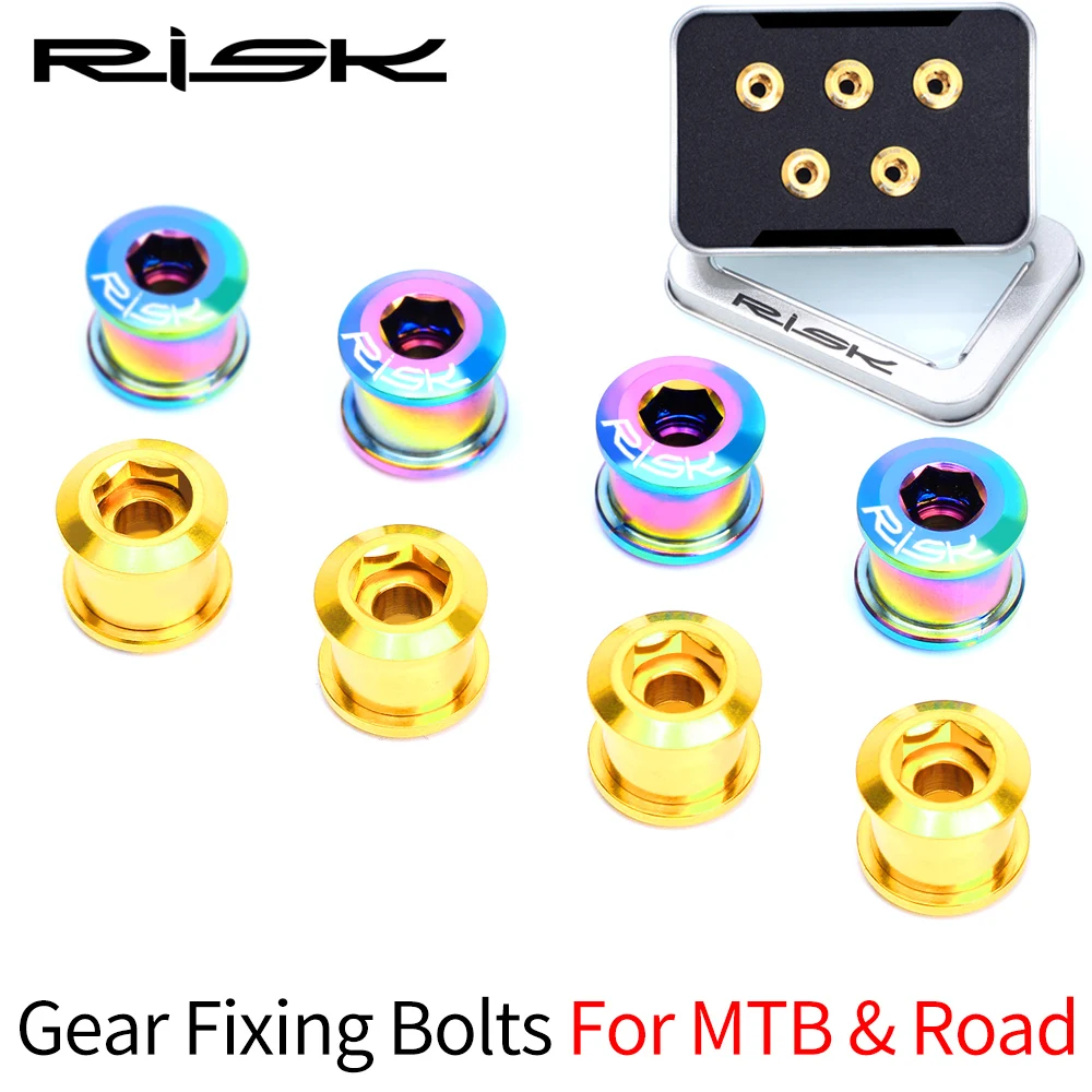 RISK MTB Road bicycle Crankset Chainring Bolts Nuts for BMX Fixed Gear Track single/double disc GR5(TC4) Titanium Alloy