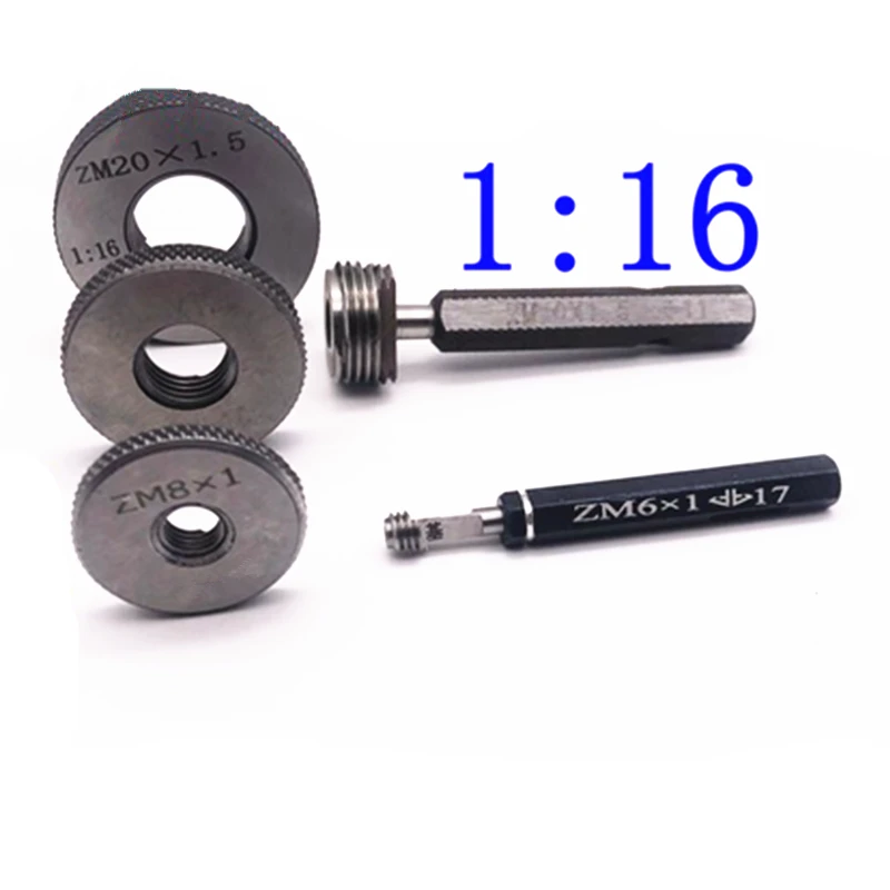 ZM6x1 / 8x1 / 10x1 / 12x1.5 / 16x1.5 / 27x2 Cone-shaped Thread Plug Ring Gauge Spline Taper Pipe Plug O Gages GO NOGO