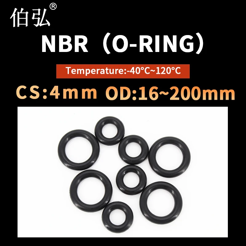 NBR O Ring Seal Gasket Thickness CS4mm OD12-200mm Wear Resistant Automobile Petrol Nitrile Rubber O-Ring Waterproof Black