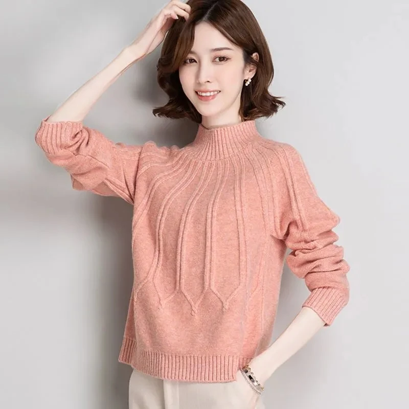 

Свитер с высоким воротником, женские теплые пуловеры и свитера на осень и зиму, Женский вязаный свитер с завязками, мягкий облегающий пуловер, топы с длинным рукавом