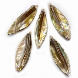 2pcs Natural Sea Shell Necklace Pendant Carved Leaf-shaped Jewelry Pendant Charms for Jewelry Making DIY Earrings Accessories