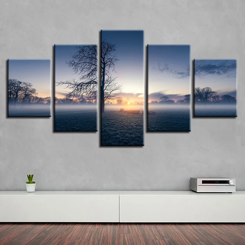 

5 Panel Sunrise Landscape Wall Art Home Decor Framework Painting Poster For Living Room Modern HD Printed Canvas Pictures