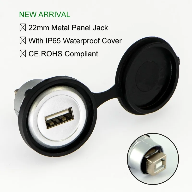 22mm USB connector socket  Economy Type Panel Mount USB2.0 Female A to Female B image 4