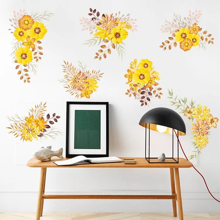 Wunderschöner Blumencluster-Wandaufkleber für Wohnzimmer und Schlafzimmer, Hintergrunddekoration, Tapete für Zuhause, Kunst-Aufkleber, Verschönerungs-Sticker – Detail 6