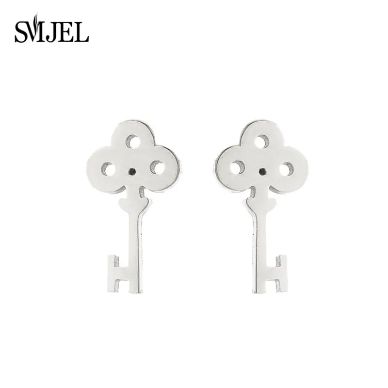 Fashion Stainless Steel Geometric Heart Key Earrings for Women Small Glass Cup Jesus Piercing ear Earring For Women Jewelry 2024