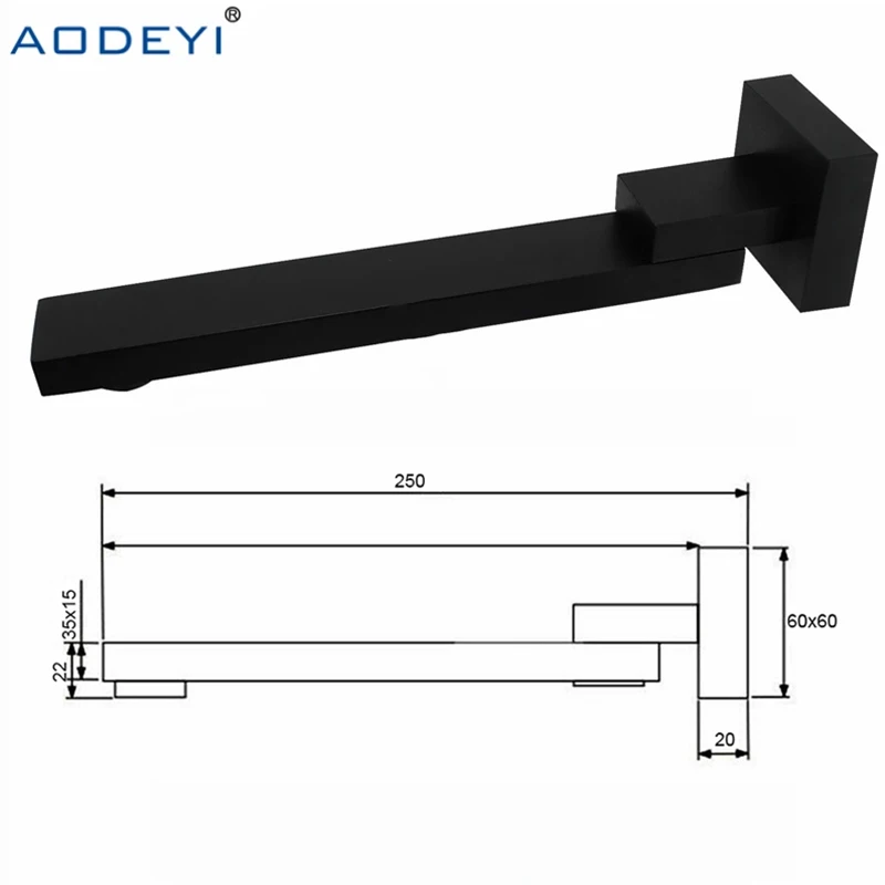 Solid Bass Wall Outlet Wall Mounted Shower Spout Bath Tub Shower Mixer Faucet Spout Filler 180 degree Folding