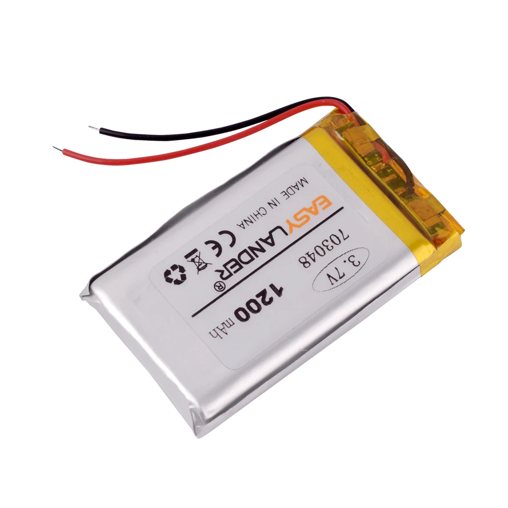 Bateria recarregável do polímero do Li-íon do lítio, 703048, 3.7V, 1200mAh