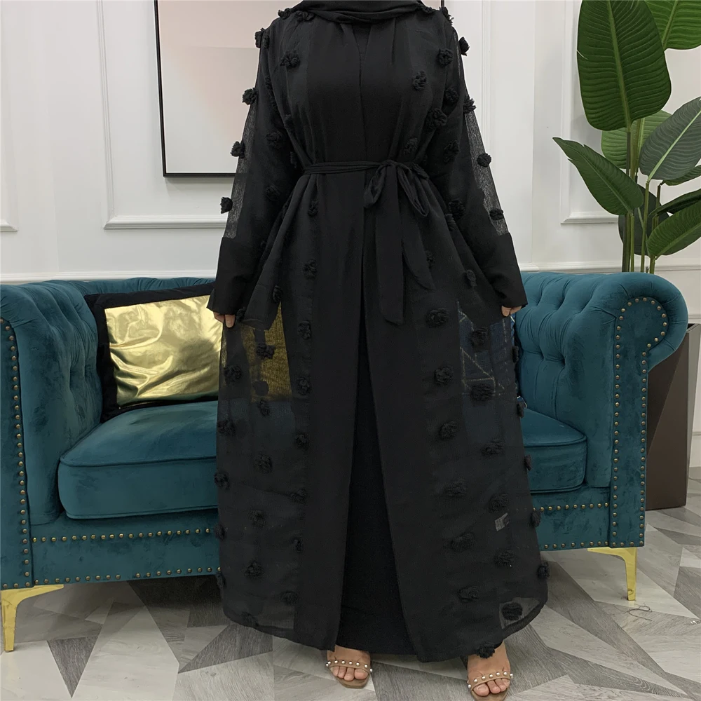 Open Kimono Muslim Abaya Women Eid Ramadan Islamic Maxi Robe Flower Gown Casual Dubai Kaftan Turkish Middle East Arab Robe New