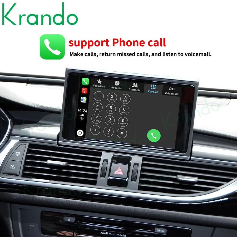 Krando Android Auto Wireless CarPlay Interface Box For Audi A6 A6L A7 A7L Module BT Siri Control MirrorLink Support Camera