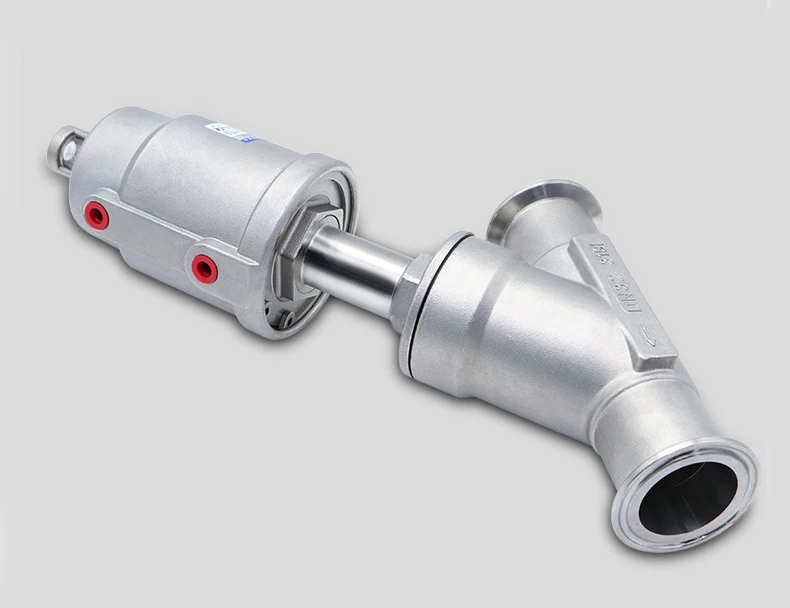 1/2" 3/4" 1" Zoll 304 Edelstahl Pneumatisches Schnellmontage-Winkelventil 16bar Winkelventil mit PTFE-Dichtung – Detail 5