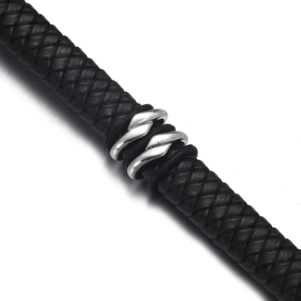 10pcs 316L Stainless Steel Oval Large Hole Slide Beads 12x6mm Leather Cord Bracelet Spacer Charms DIY Jewelry Making Accessories