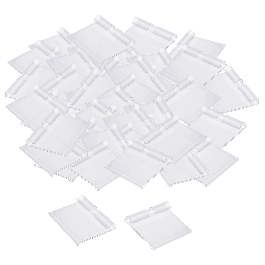 50-pack Transparent PVC Shelf Retail Price Tag Label Display Holder Durable