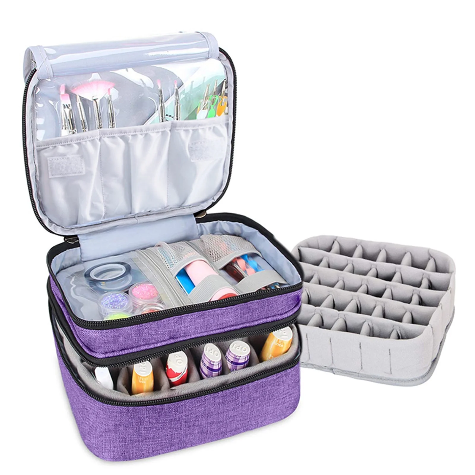 

30 Bottles Essential Oil Storage Bag Double Layer Large Capacity Portable Nail Polish Storage Bag Storage Box Handbag Organizer