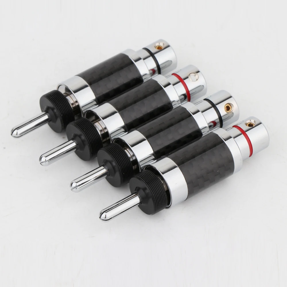 Hifi-Audiostecker, Bananenstecker mit rhodiniertem, schwarzem Kohlefaseranschluss, Lautsprecherkabel, männlich, 9 mm – Detail 12
