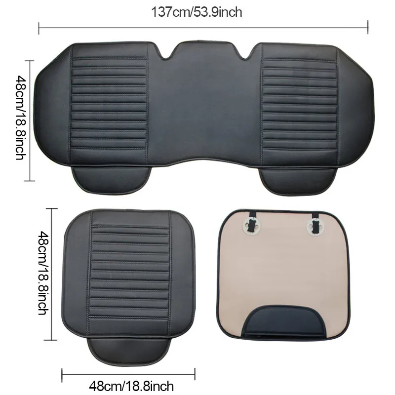 SEAMETAL Four Season Car Seat Cover PU Leather Seat Cushion Universal Breathable Seats Cover Protector Pad Interior Accessories