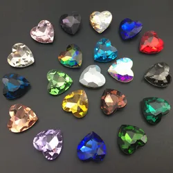 6mm 8mm 10mm 12mm 14mm 18mm 27mm Heart Glass Crystal Point Back Colorful Glue-On Rhinestone Arts Crafts Wedding Dress DIY Gem