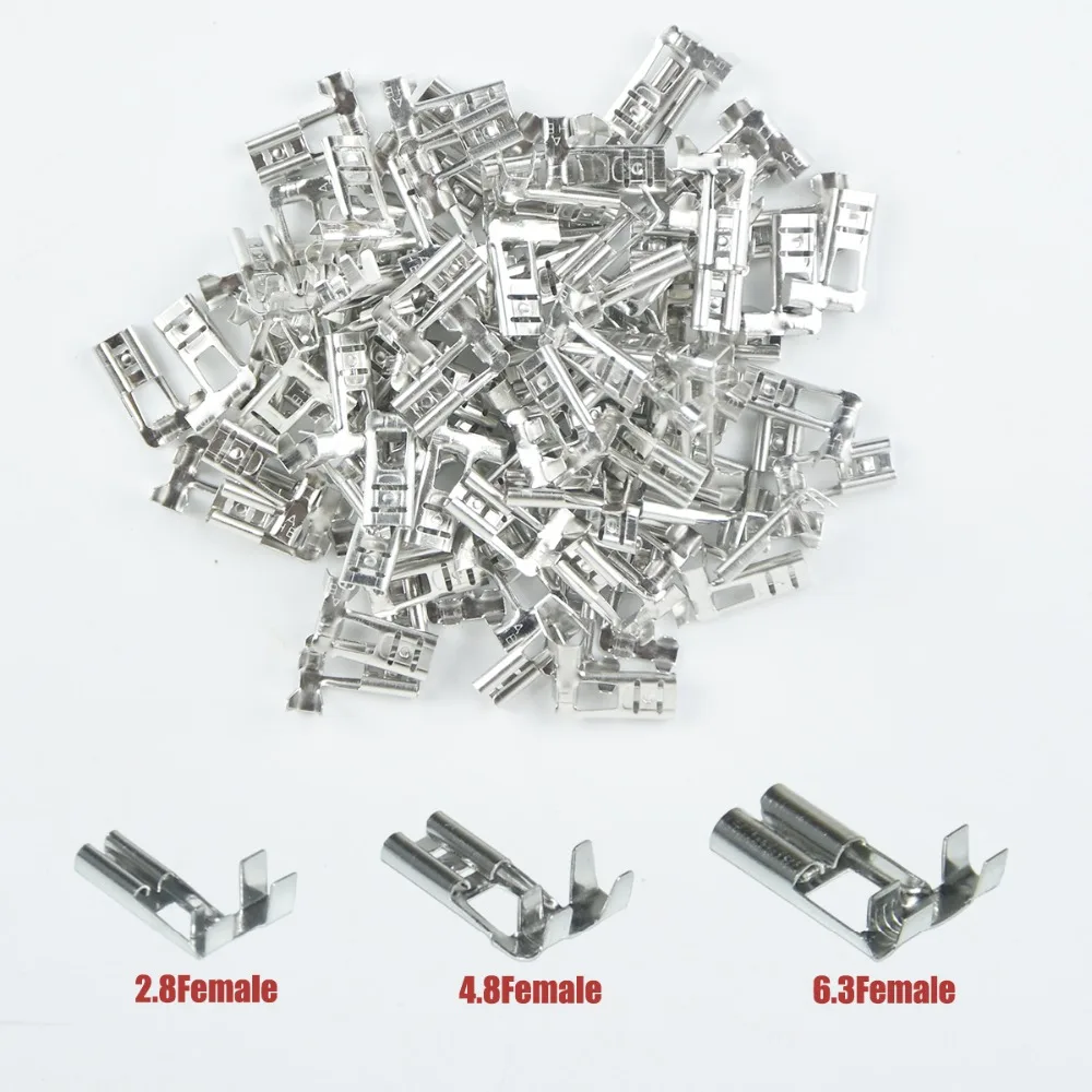 100 Stück DJ627 2,8/4,8/6,3mm Flaggentyp L-förmige Weibliche Flachsteckverbinder aus Messing 0,5-2,5mm /22~14AWG – Detail 17