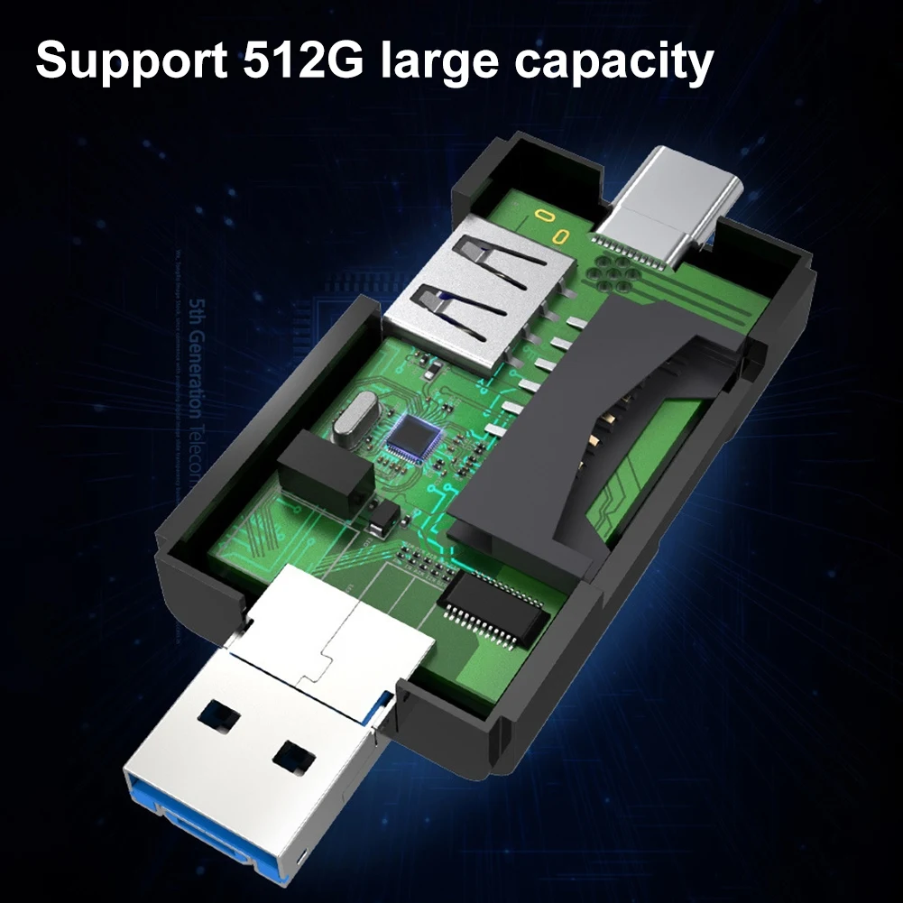 Multi in 1 Card Reader USB Type-c High Speed U Disk/Micro-SD/TF Card Reader Adapter for Phone All in 1