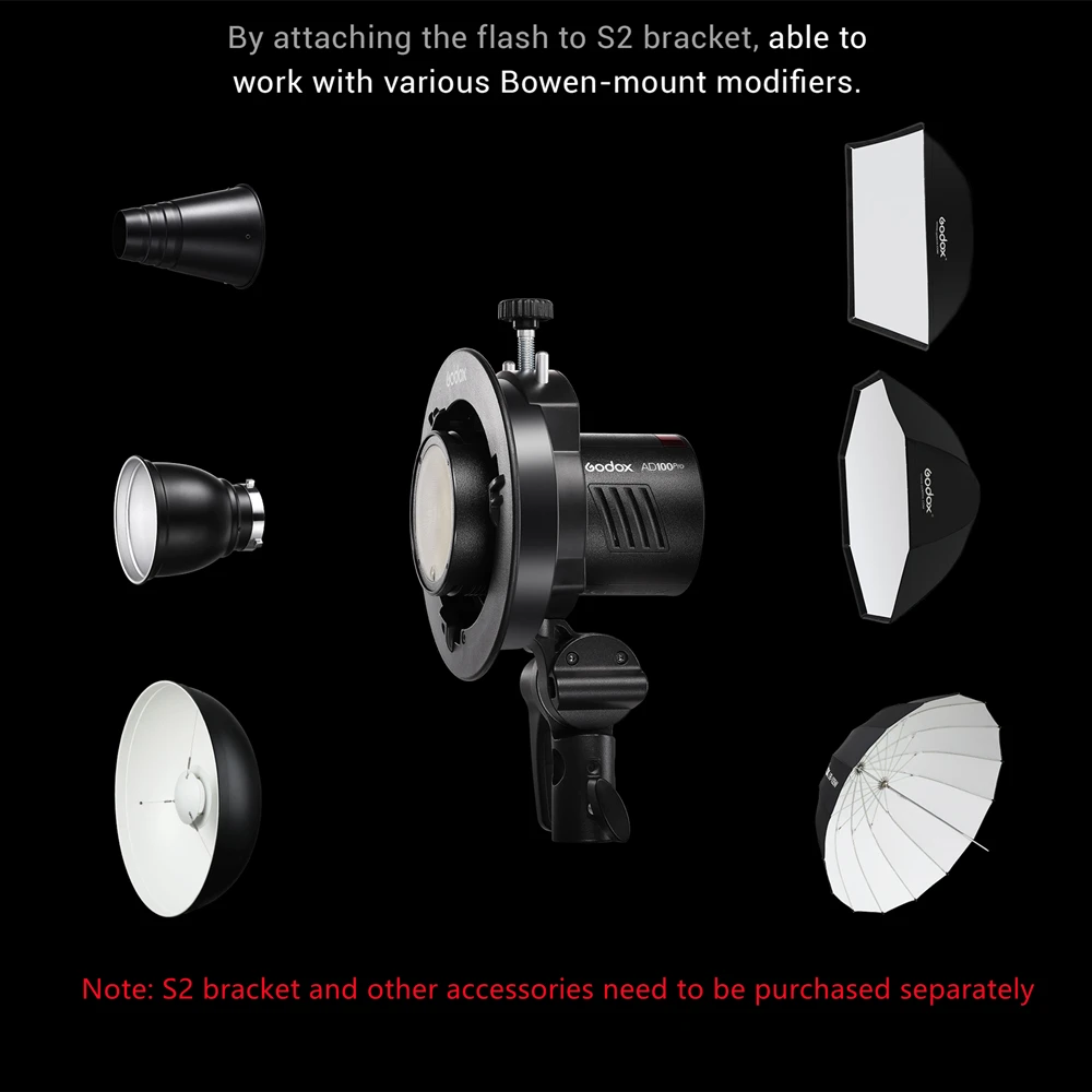مصباح فلاش للجيب من Godox طراز AD100Pro 2.4GWireless 100 واط مصباح يدوي لكاميرا سوني نيكون كانون بينتاكس فوجي أوليمبوس باناسونيك DSLR