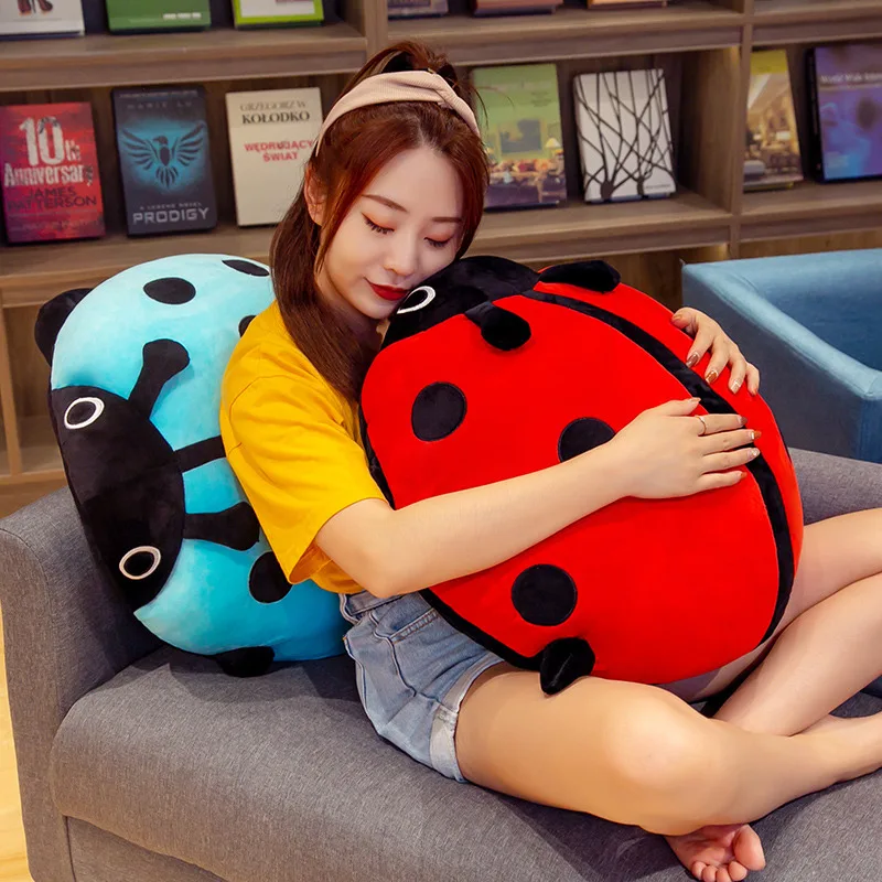 1pc 40/60/80CM kawaii Ladybug Plush Toys Real Life Insect Pillow Stuffed Soft Animal Dolls Cushion for Children Creative Present