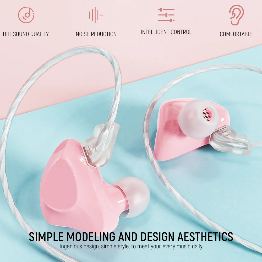 New T03 Sports Earphone With Micphone Noise Rduction HIFI Music Headphone  3.5mm Macaron color wired Heavy Bass Phone headset