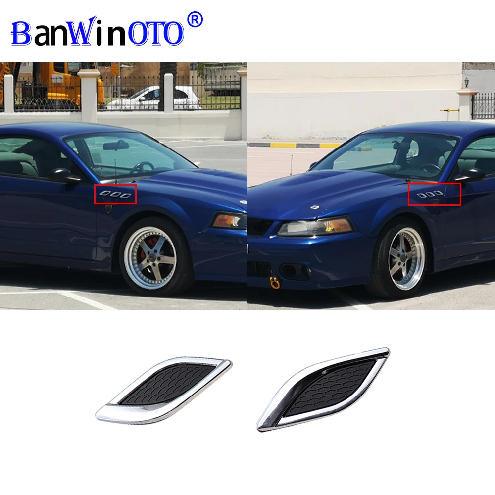 2Pcs Universal Car 3D Shark Gill Air Intake Outlet Flow Fake Scoop Side Engine Bonnet Hood Fender Vents Trim Decoration Sticker