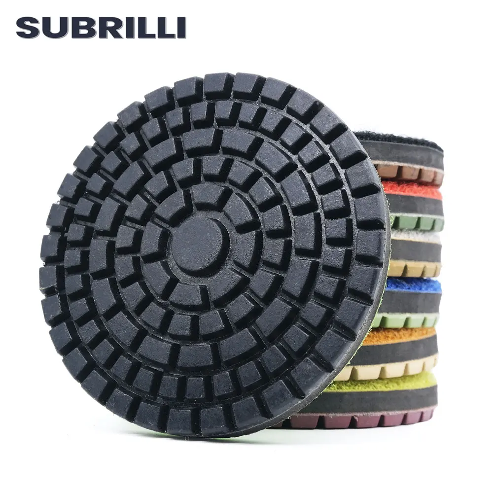 

SUBRILLI 3 Inch 7pcs/set Diamond Polishing Pads For Floor Grinding Concrete Wet Use Sanding Disc Abrasive