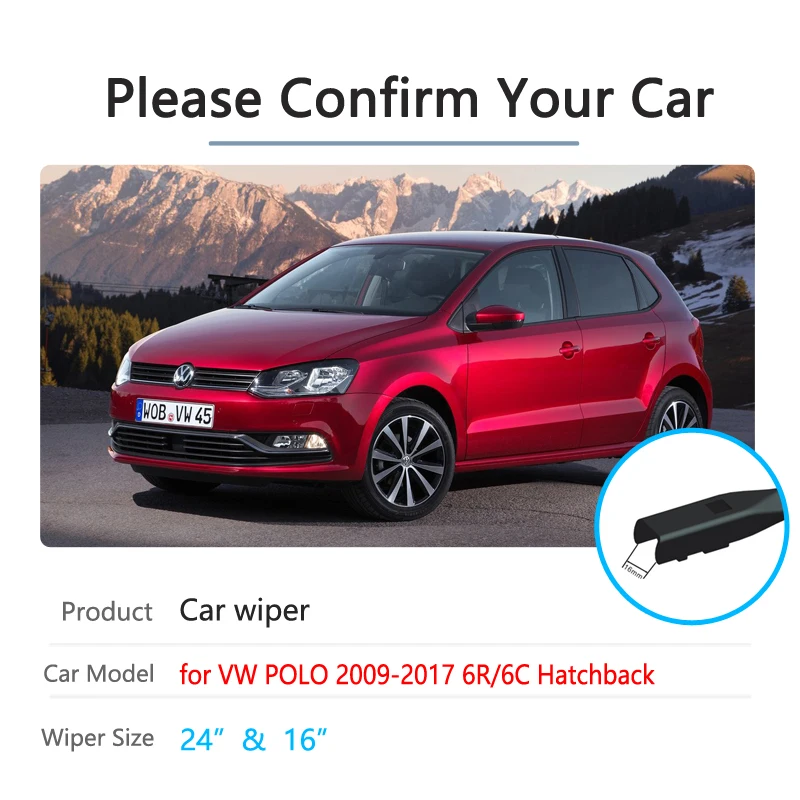 Car Wiper Blade for Volkswagen VW Polo Hatchback 6R 6C 2009~2017 MK5 Windscreen Windshield Brushes Car Goods 2010 2011 2016