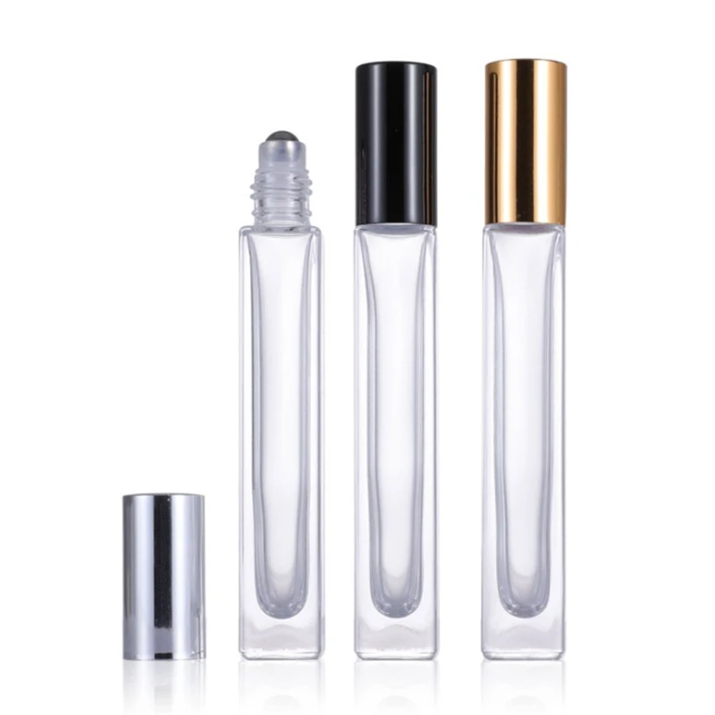 

500Pcs/lot 10ML Luxury Thick Transparent Glass Spray Perfume Bottle Circle & Square Refillable Empty Bottle Roller on bottles