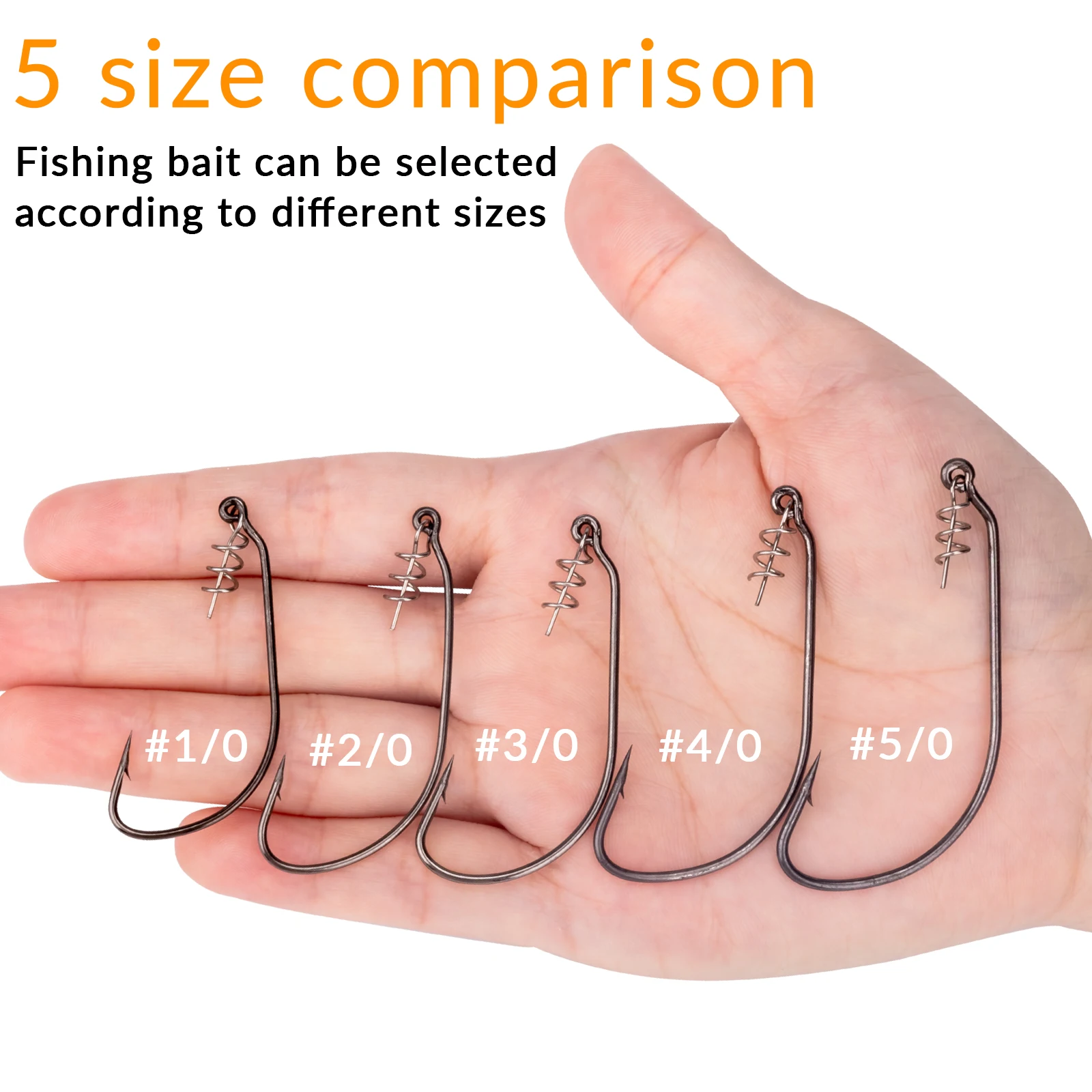 50pcs Fishing Hooks With Spring Lock Pin High Carbon Steel Crank Barbed Hook #1/0 #2/0 #3/0 #4/0 Freshwater Fishing Offset Hooks view 5