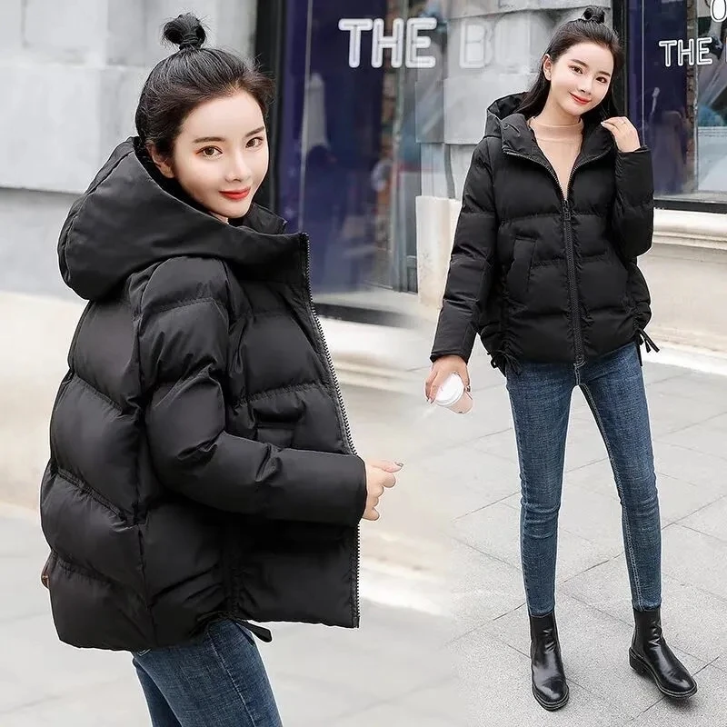 2024 New Winter Parkas Women\'s Jacket Hooded Short Coat Cotton-Padded Jackets Thick Warm Parka Casual Bread Service Outwear