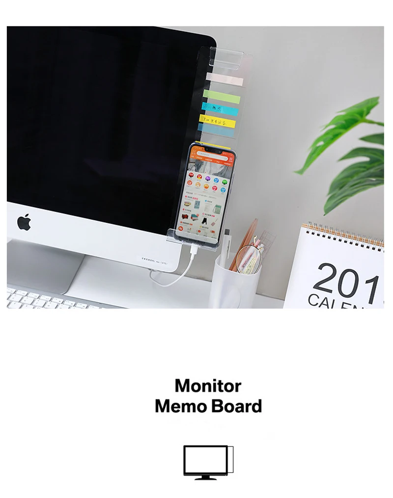 Monitor Accessories Monitor Memo Board - Sticky Note Holder - Computer Monitor Message Memo Screen Paper Holder - Clip Transparent Message Creative Multifunction Notes Board For Desk Organizer Phone Holder Shelve (Left