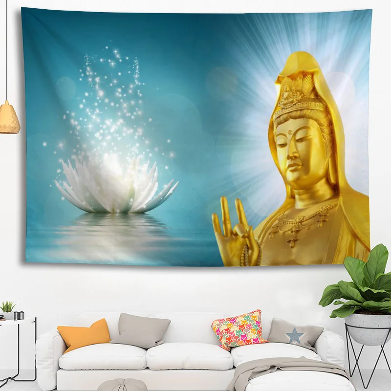 

Hot Sale Custom High Quality Buddha Wall Hanging HD Landscape 3D Printing Digital Printing Home Decoration Tapestry