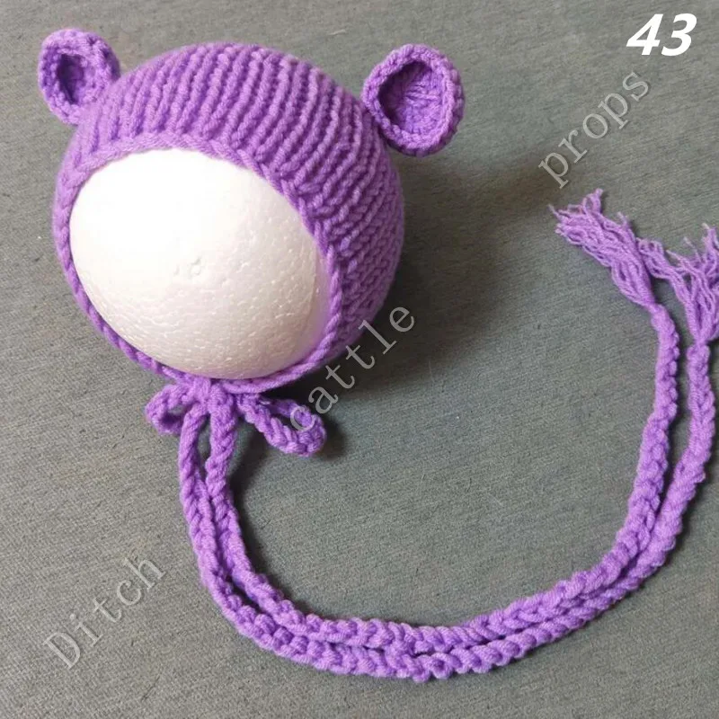 Hand Knit Milk Cotton Thick Bonnet Hat Baby  Clothing Newborn Photography Props Handcraft Baby