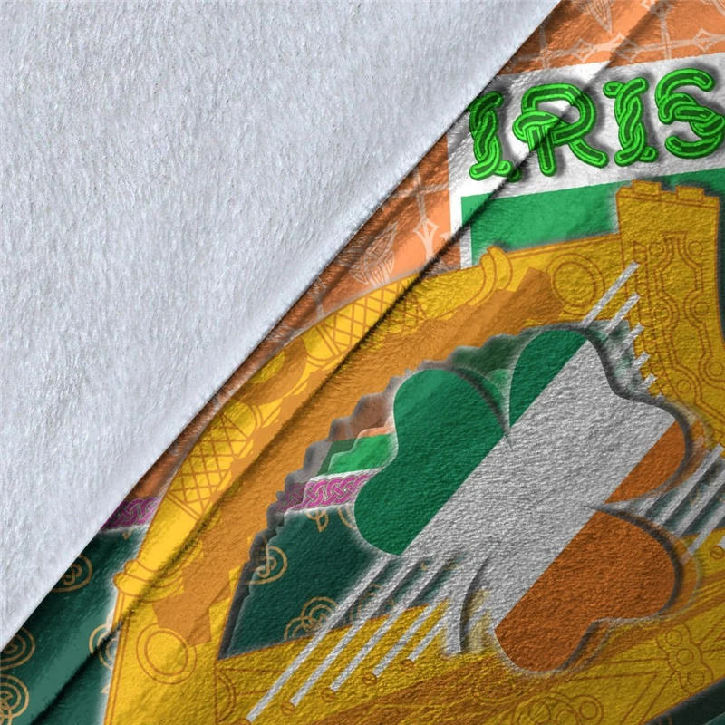 Saint Patrick with Shamrock and Traditional Harp Flannel Blanket 3D Kids Quilt Home Life Travel Airplane Portable Throw Blanket image 4