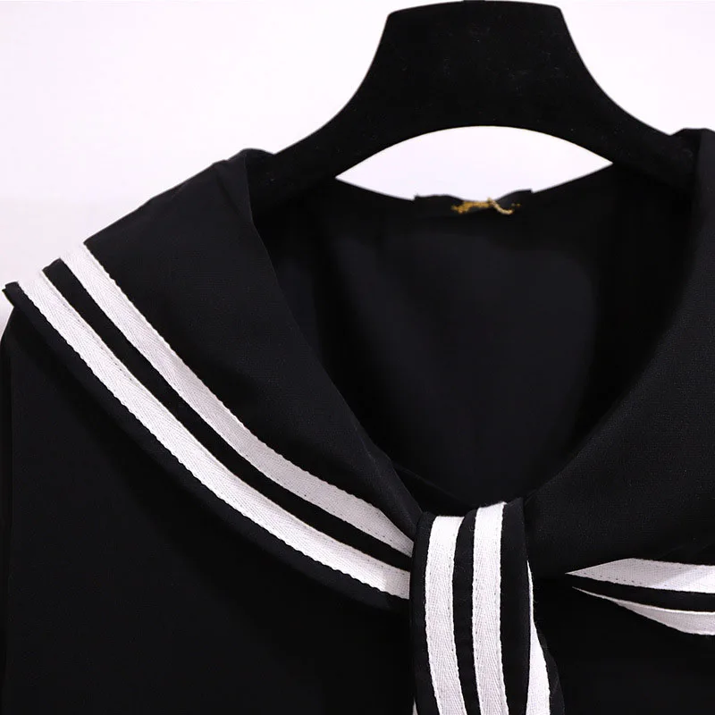 150Kg Plus Size Spring Sailor Collar Chiffon Shirt Bust 158cm 5XL 6XL 7XL 8XL 9XL Loose Simple Long-Sleeved Striped Pullover Top