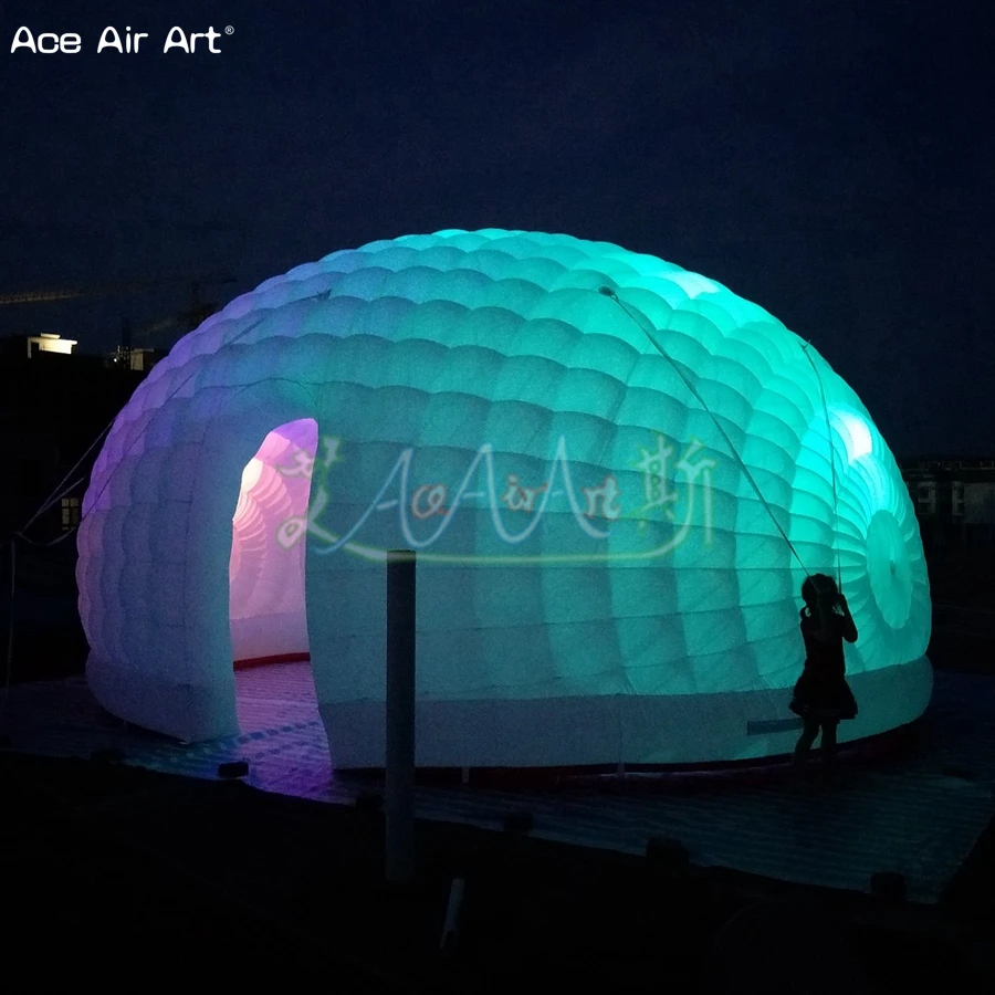 Newly Shape Led Dome Inflatable Luna Model Event Party Tent Dj Booth Shelter Balloon With 10W Lights And Free Blower