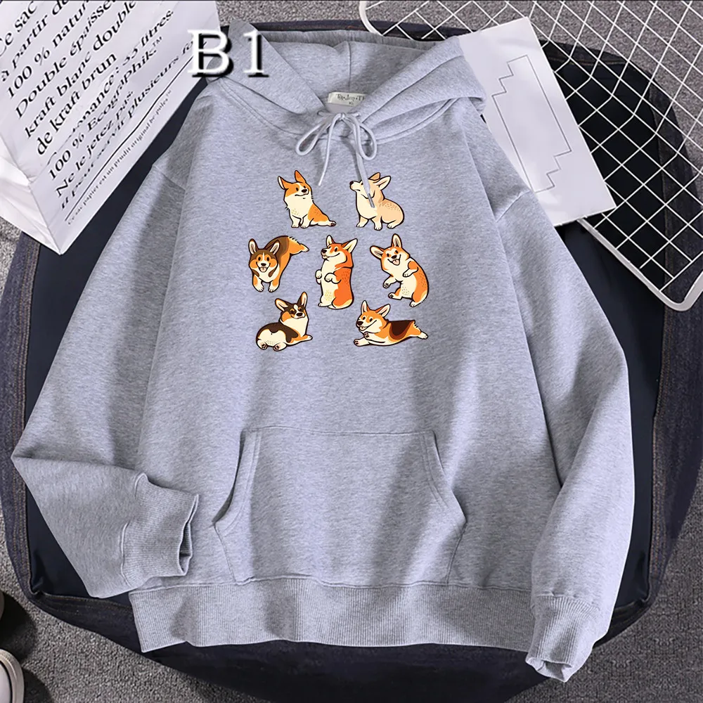 

corgis animal Dog Street Printing Hoodie Women Fashion Casual Clothing Autumn Warm Fleece Sweatshirts Oversize Loose Hooded