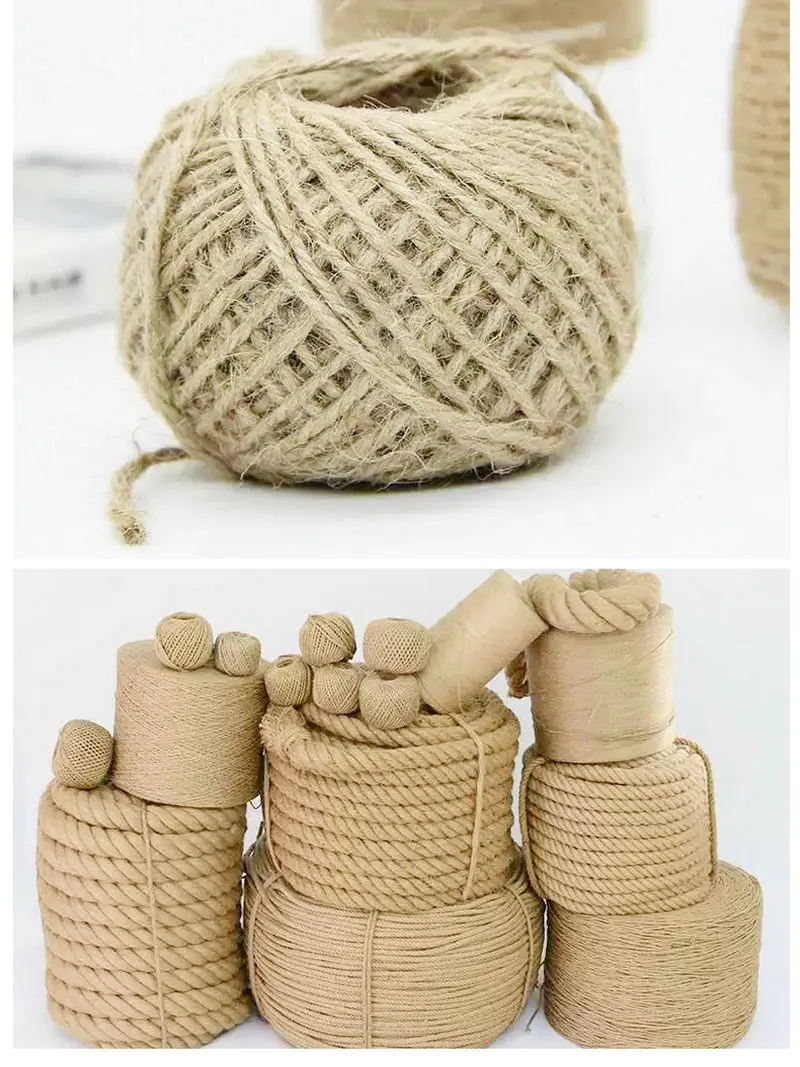 HQ HERE Braided 1-60 MM Diameter Nature Manila Jute Sisal Hemp Rope for Ceiling Decor Fence Clothesline Tug Hand Knotted Craft