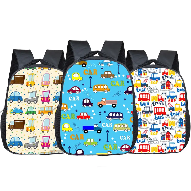 

12 Inch Cartoon Truck Bus / Car Backpack Children Bookbags Kindergarten Cute Bag School Supplies Large Capability Knapsack Gift