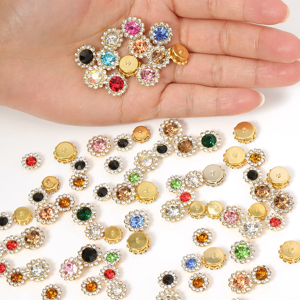 50pcs Rhinestone Bezel Patch FlatBack Sew On Beads Crystal Cabochons for Diy Jewelry Making Needlework Handmade Bow Accessories